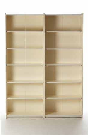 Gavina Due librerie a sei ripiani a giorno regolabili in compensato laccato bian