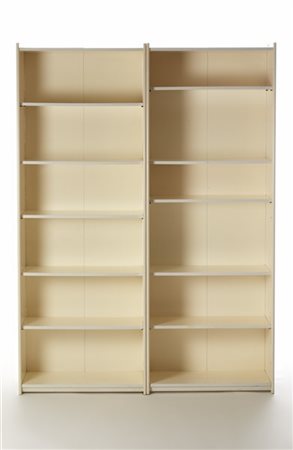 Gavina Due librerie a sei ripiani a giorno regolabili in compensato laccato bian
