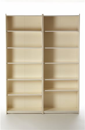 Gavina Due librerie a sei ripiani a giorno regolabili in compensato laccato bian