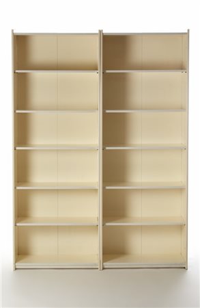 Gavina Due librerie a sei ripiani a giorno regolabili in compensato laccato bian