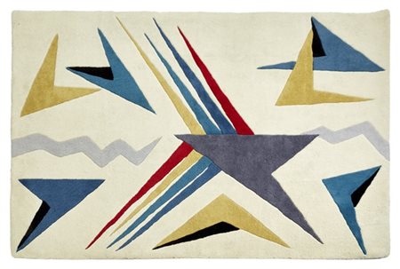 Reale Franco Frangi Tappeto in lana con decoro geometrico astratto policromo. Es