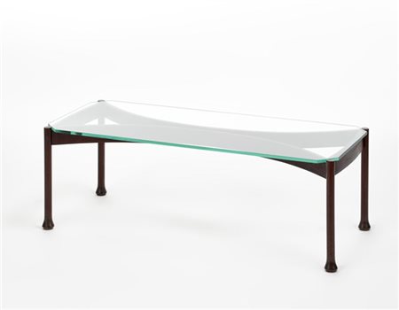 Tavolino da salotto in legno massello e multistrato con gambe tornite, piano in