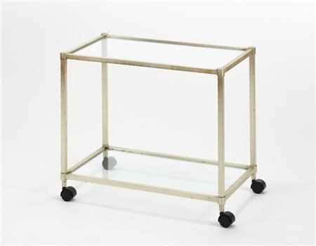 Lino Sabattini Carrello a due ripiani. Bregnano, anni '80. Struttura in metallo