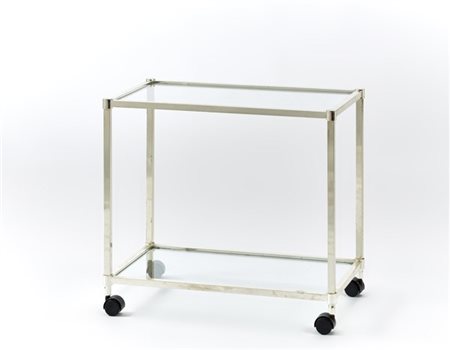 Lino Sabattini Carrello a due ripiani. Bregnano, anni '80. Struttura in metallo