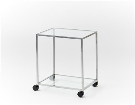 Lino Sabattini Carrello con due ripiani. Bregnano, anni '80. Struttura in metall