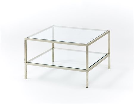 Lino Sabattini Tavolino/comodino con due ripiani. Bregnano, anni '80. Struttura