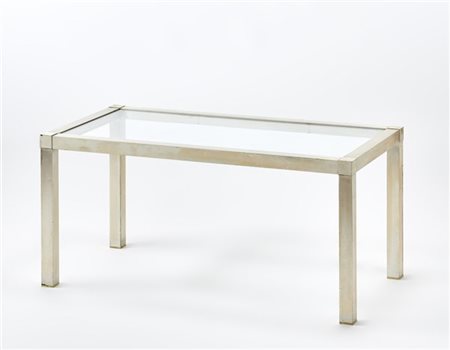 Lino Sabattini Tavolino. Bregnano, anni '80. Struttura in metallo argentato spaz