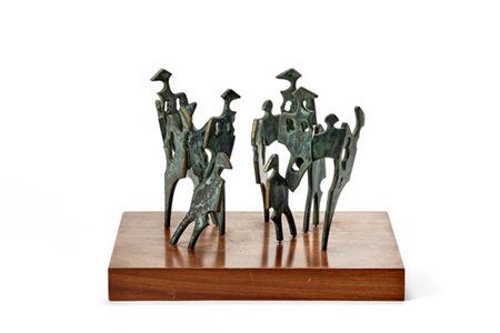 Lino Sabattini Scultura in bronzo patinato su base in legno. Bregnano, 1986ca. P