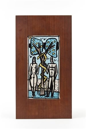 Rolando Hettner "Adamo ed Eva"
 Formella in terracotta smaltata policroma. Manif