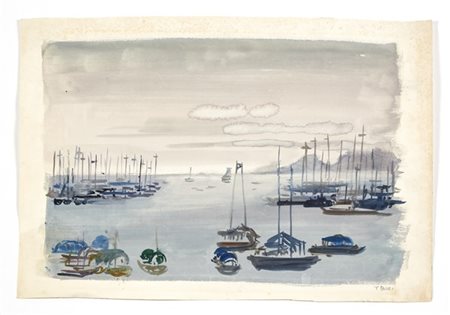 Tomaso Buzzi "Marina"
Acquerello su carta. Italia, s.d. Firmato in basso a destr