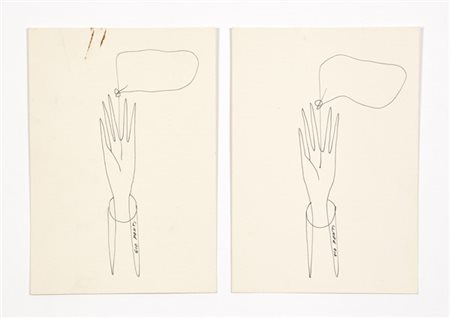 Gio Ponti Due biglietti augurali. Milano, anni '50. Composizione raffigurante un