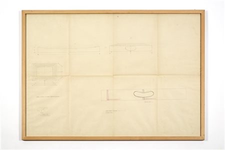 Ico Parisi "Serie 4 vassoi in legno laccato a colori"Disegno esecutivo al vero.