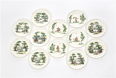 Guido Andlovitz Lotto composto da otto piatti modello" Le bellezze del lago"per