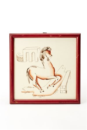 Giovanni Gariboldi Formella in ceramica smaltata in nero e rosso su fondo bianco