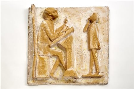 Angelo Biancini "Esame di riparazione"
Pannello in terracotta decorata a rilievo