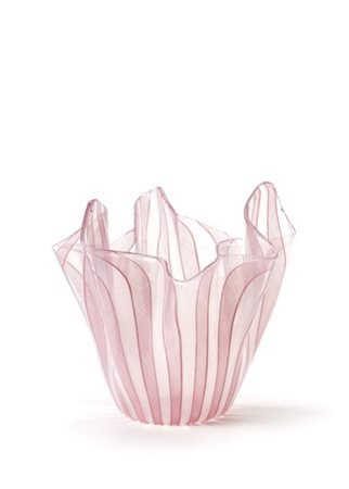 Fulvio Bianconi Vaso "fazzoletto" in vetro soffiato trasparente a canne di zanfi