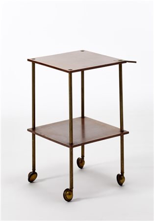 Luigi Caccia Dominioni Carrellino con struttura in ottone e due ripiani in legno