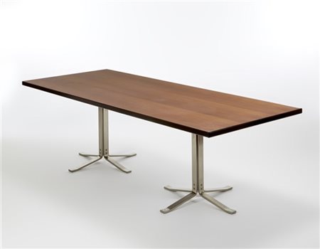 Formanova Grande tavolo da riunioni. Meda, anni '70. Base in acciaio e piano bor