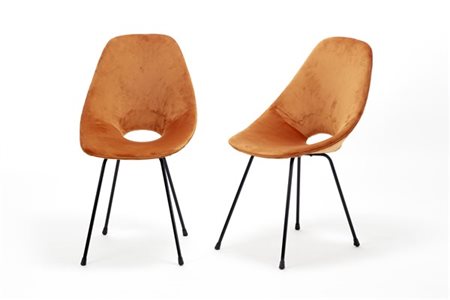 Vittorio Nobili Coppia di sedie modello "Medea". Produzione Fratelli Tagliabue,