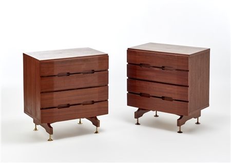 Giuseppe Brusadelli Coppia di cassettiere a quattro cassetti. Produzione Gbl, Le
