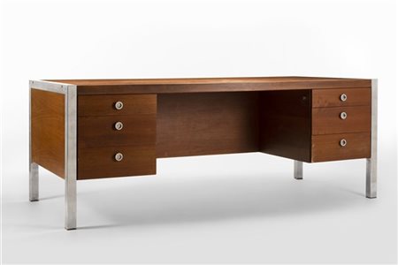Ettore Sottsass Scrivania con due cassettiere modello "Tecnika". Produzione Polt