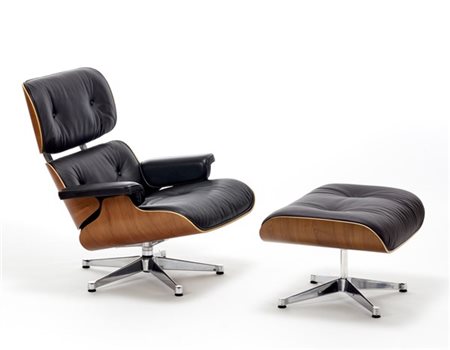 Charles Eames (1907-1978) e Ray Eames (1912-1988) Poltrona con poggiapiedi model