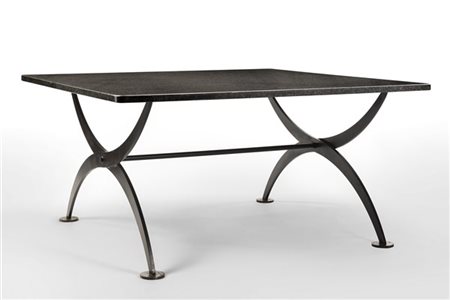 Tavolo imitante il gusto di Luigi Caccia Dominioni in ferro grigio metallizzato