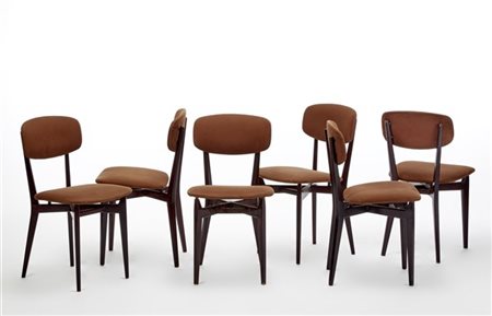 Ico Parisi Sei sedie modello "691". Produzione Cassina, Meda, 1955. Legno di pal
