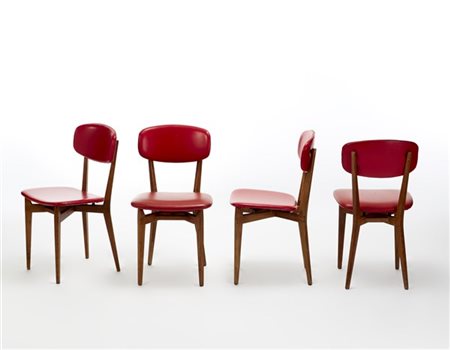 Ico Parisi Quattro sedie modello "691". Produzione Cassina, Meda, 1955. Legno di