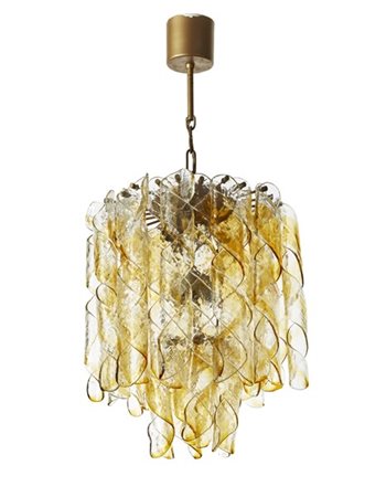 Manifattura di Murano Lampada a sospensione con due ordini di pendenti in vetro