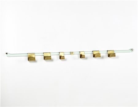 Fontana Arte (Attribuito)
Appendiabiti da parete in cristallo a sei appendini mo