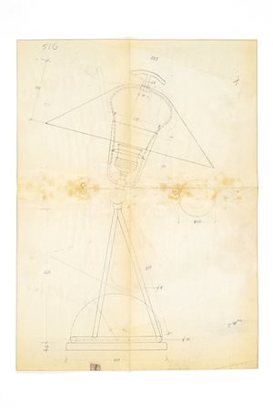 Gino Sarfatti Disegno tecnico per la lampada modello "516" prodotta per Arteluce