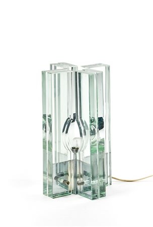 Gallotti e Radice Lampada da tavolo a una luce. Italia, anni '70. Cristalli bina