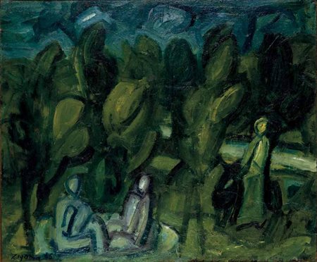 Giuseppe Zigaina Cervignano del Friuli 1924 PAESAGGIO, 1946 olio su tavola,...