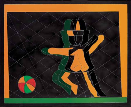 Franco Angeli Roma 1935 – 1988 CALCIO DI RIGORE olio su tela, cm 130x160....