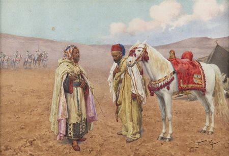 GIULIO ROSATI<BR>Roma 1861-1917<BR>"Beduini nel deserto"