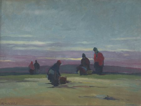 RENATO NATALI<BR>Livorno 1883 - 1979<BR>"Figure al tramonto"