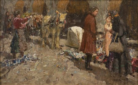 ALESSANDRO LUPO<BR>Torino 1876 - 1953<BR>"Mercato di Courgnè" anni '20-'30