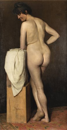 ALCIDE DAVIDE CAMPESTRINI<BR>Trento 1863 - 1940 Milano<BR>"Nudo in posa" 1889