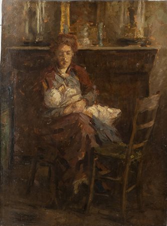 LUCA POSTIGLIONE<BR>Napoli 1876 - 1936<BR>"Maternità"