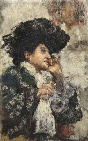 ANTONIO MANCINI<BR>Albano Laziale (RM) 1852 - 1930 Roma<BR>"Figura in costume"