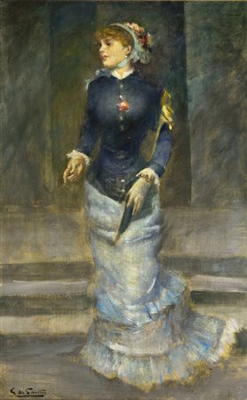 GIUSEPPE DE SANCTIS<BR>Napoli 1858 - 1924<BR>"Donna parigina"
