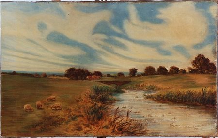Ramon de Brugaur - Paesaggio 1910 - Olio su tela cm.38x62 con cornice in...