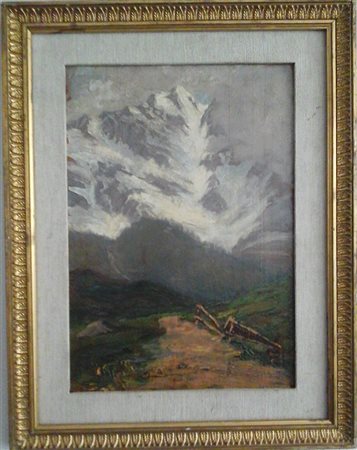 Anonimo - Paesaggio di montagna - Olio su tavola cm.37,5x27