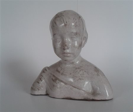 Antico busto di bambino in ceramica h.cm.16