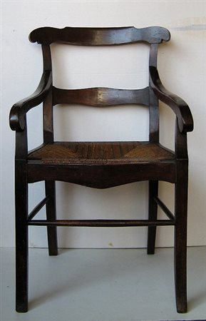 Poltrona in noce con seduta in paglia - XIX secolo