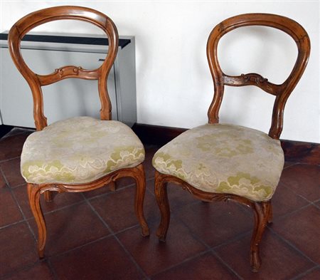 Coppia di sedie Luigi Filippo in noce biondo - XIX secolo