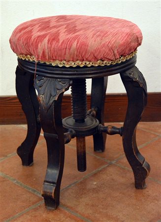 Sgabello da pianoforte regolabile in legno ebanizzato - XIX secolo - difetti