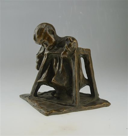Guido Cacciapuoti - Bambino nel girello - Scultura in bronzo h.cm.13,5 -...