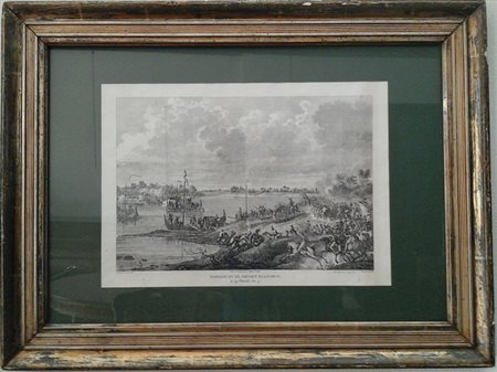Duplessi-Bertaux, "Passage du Po devant Plaisance" - Acquaforte cm.28x39